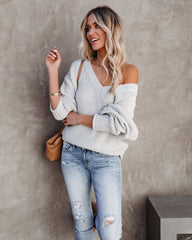 Arwen V-Neck Knit Sweater - Grey - FINAL SALE InsStreet