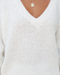 Arwen V-Neck Knit Sweater - Off White - FINAL SALE InsStreet