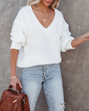 Arwen V-Neck Knit Sweater - Off White - FINAL SALE InsStreet