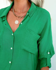 Asana Woven Button Down Top - Green InsStreet