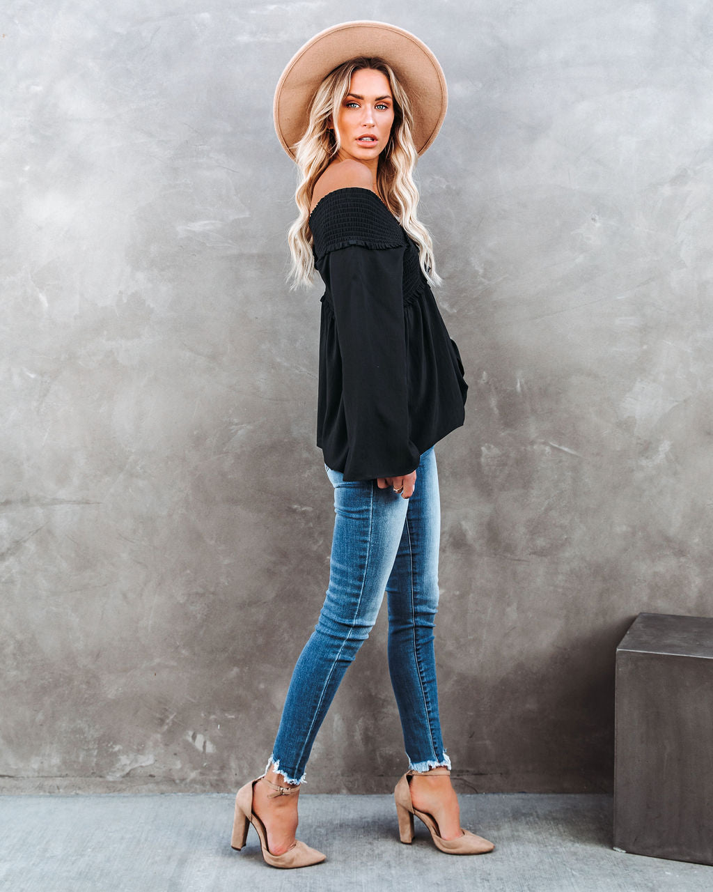 Ascension Smocked Off The Shoulder Top - Deep Sea InsStreet