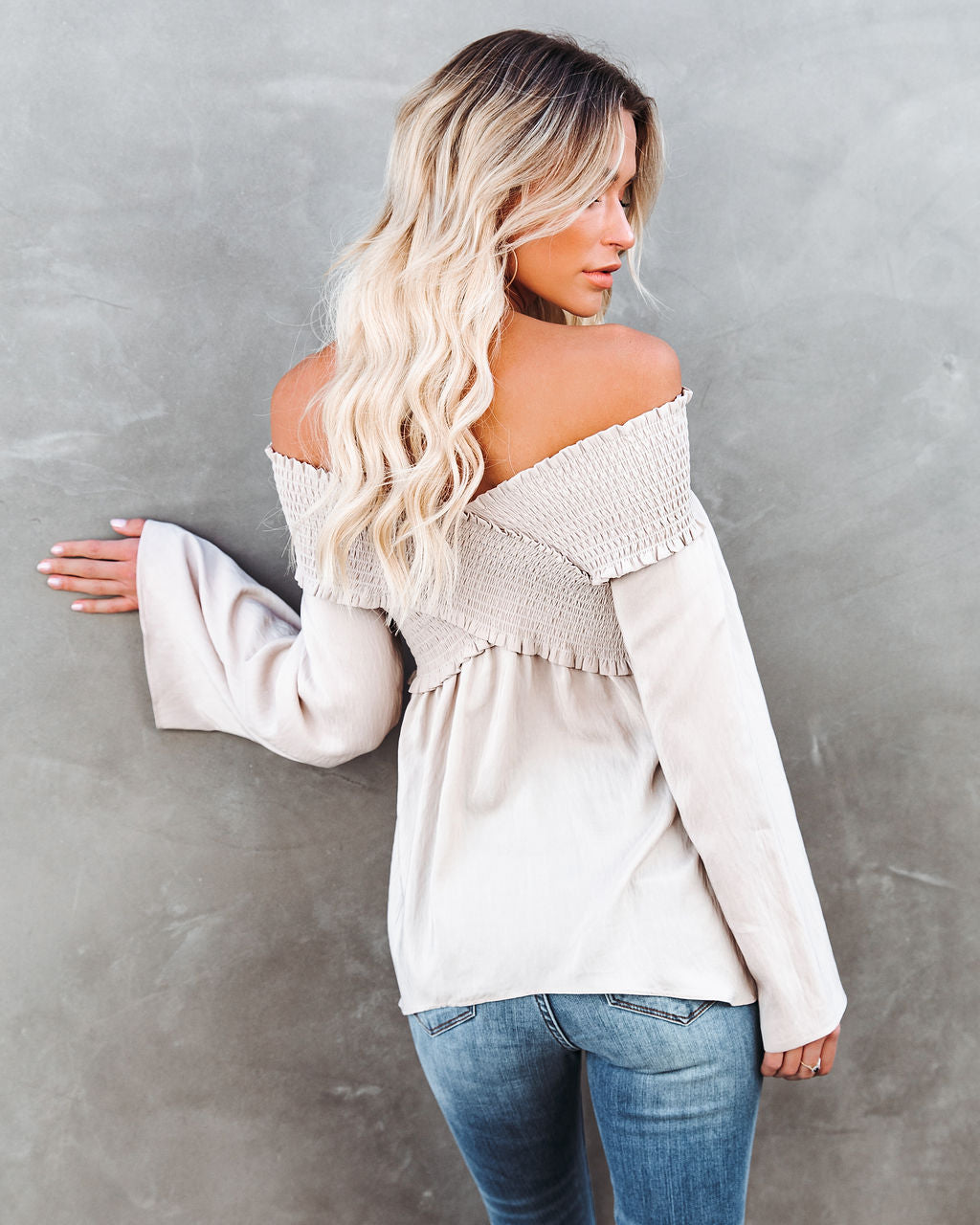 Ascension Smocked Off The Shoulder Top - Natural InsStreet