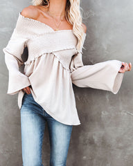 Ascension Smocked Off The Shoulder Top - Natural InsStreet