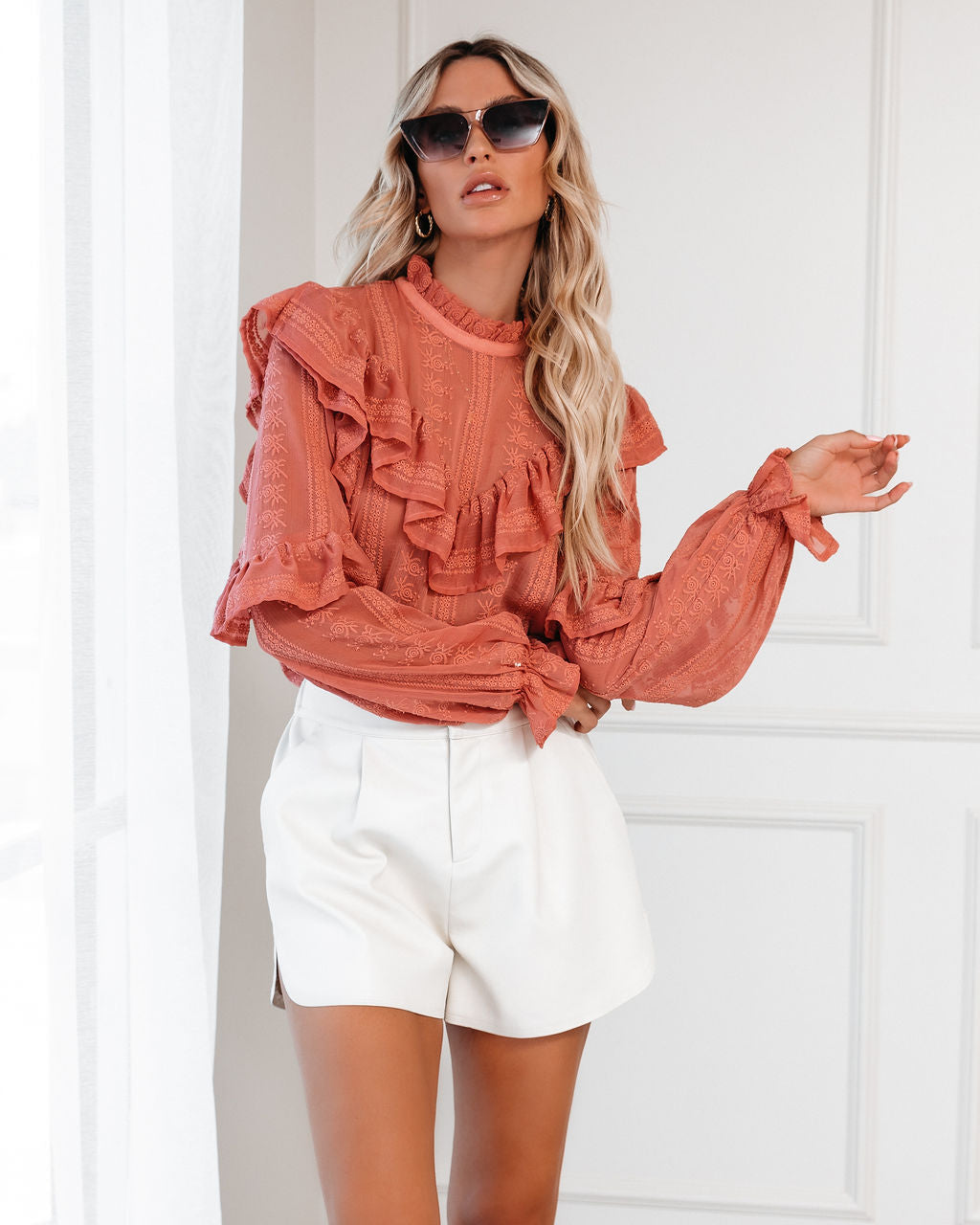 Atherton Embroidered Ruffle Blouse - FINAL SALE InsStreet