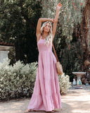 At Sea Cotton Blend Smocked Maxi Dress - Pink InsStreet