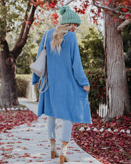 At The Lodge Pocketed Soft Knit Cardigan - Blue - FINAL SALE InsStreet