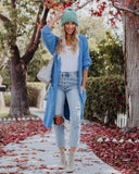 At The Lodge Pocketed Soft Knit Cardigan - Blue - FINAL SALE InsStreet