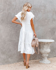 Avalon Cotton Ruffle Tiered Midi Dress - White InsStreet