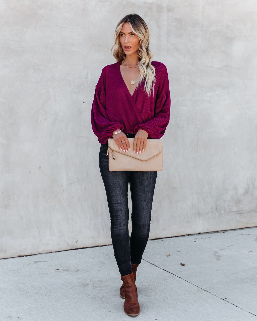 Awaken Autumn Knit Drape Top - Berry - FINAL SALE InsStreet