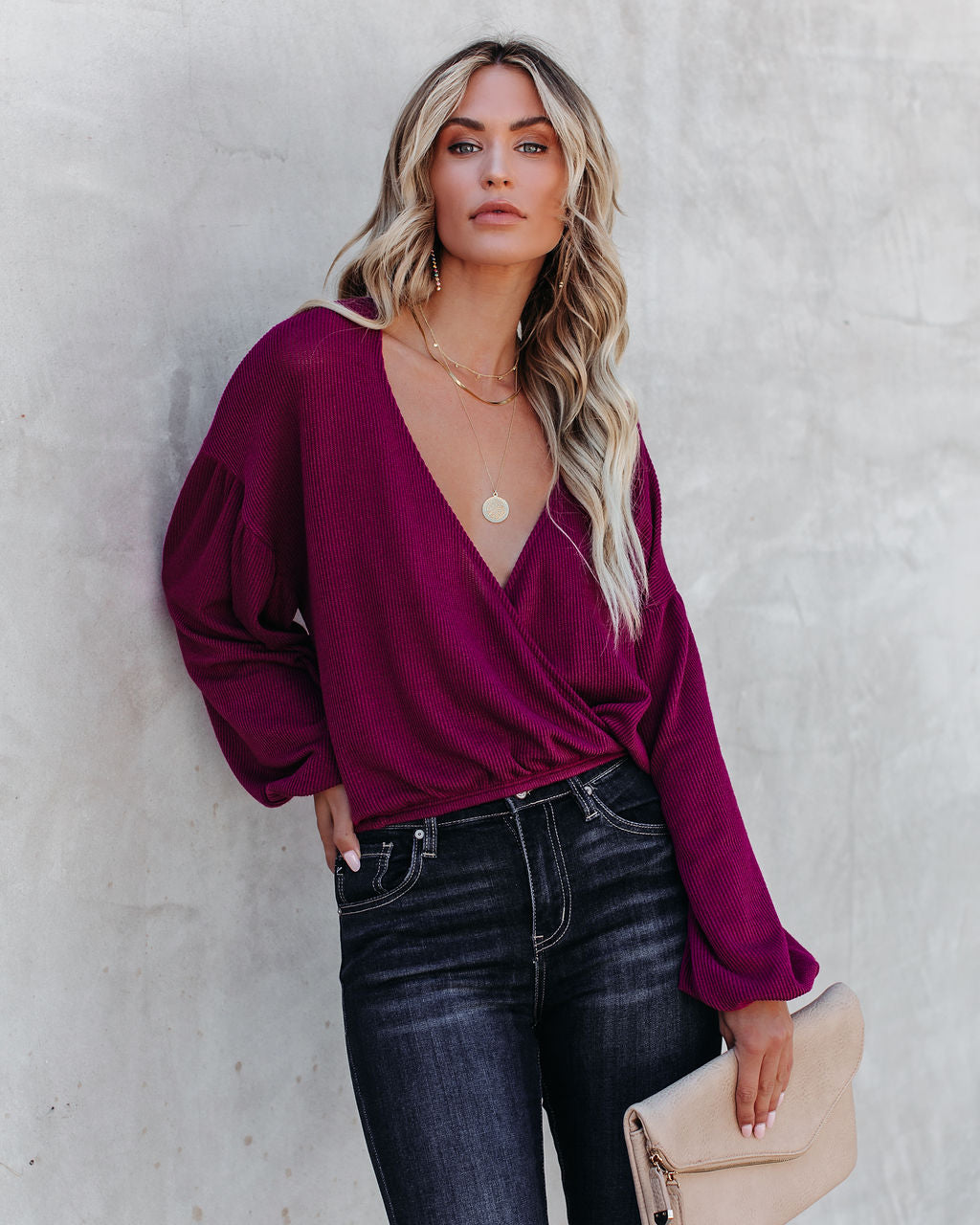 Awaken Autumn Knit Drape Top - Berry - FINAL SALE InsStreet