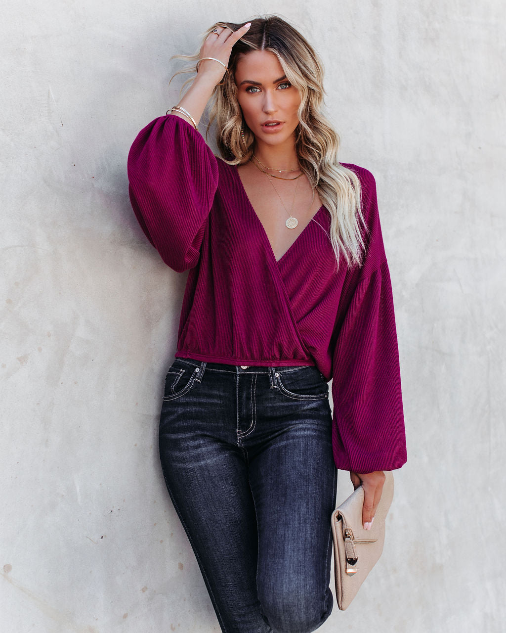 Awaken Autumn Knit Drape Top - Berry - FINAL SALE InsStreet