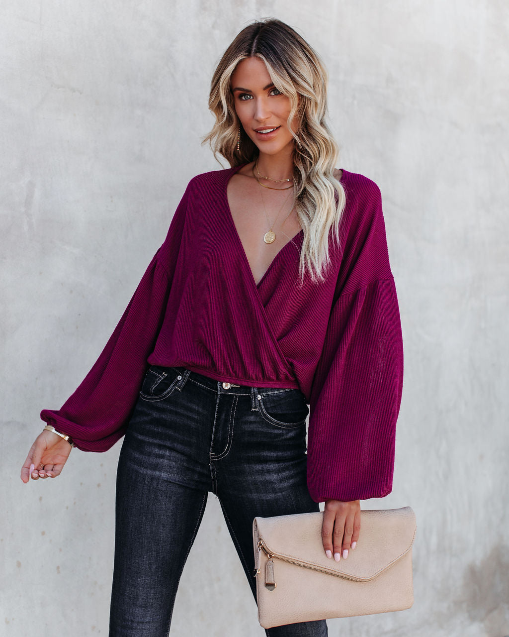 Awaken Autumn Knit Drape Top - Berry - FINAL SALE InsStreet