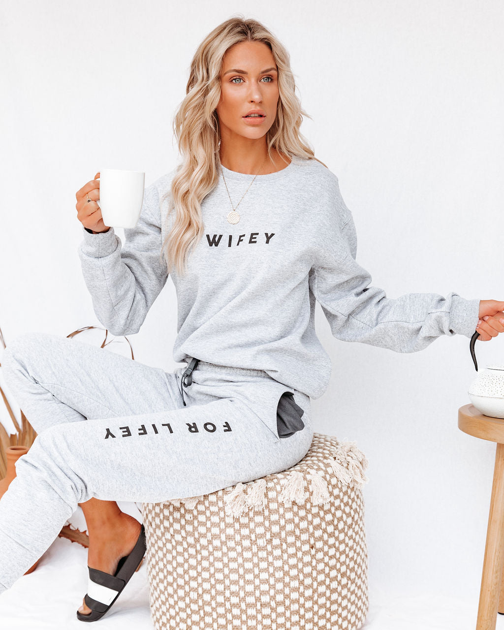 A Wifey For Lifey Cotton Blend Sweatshirt LULU-001