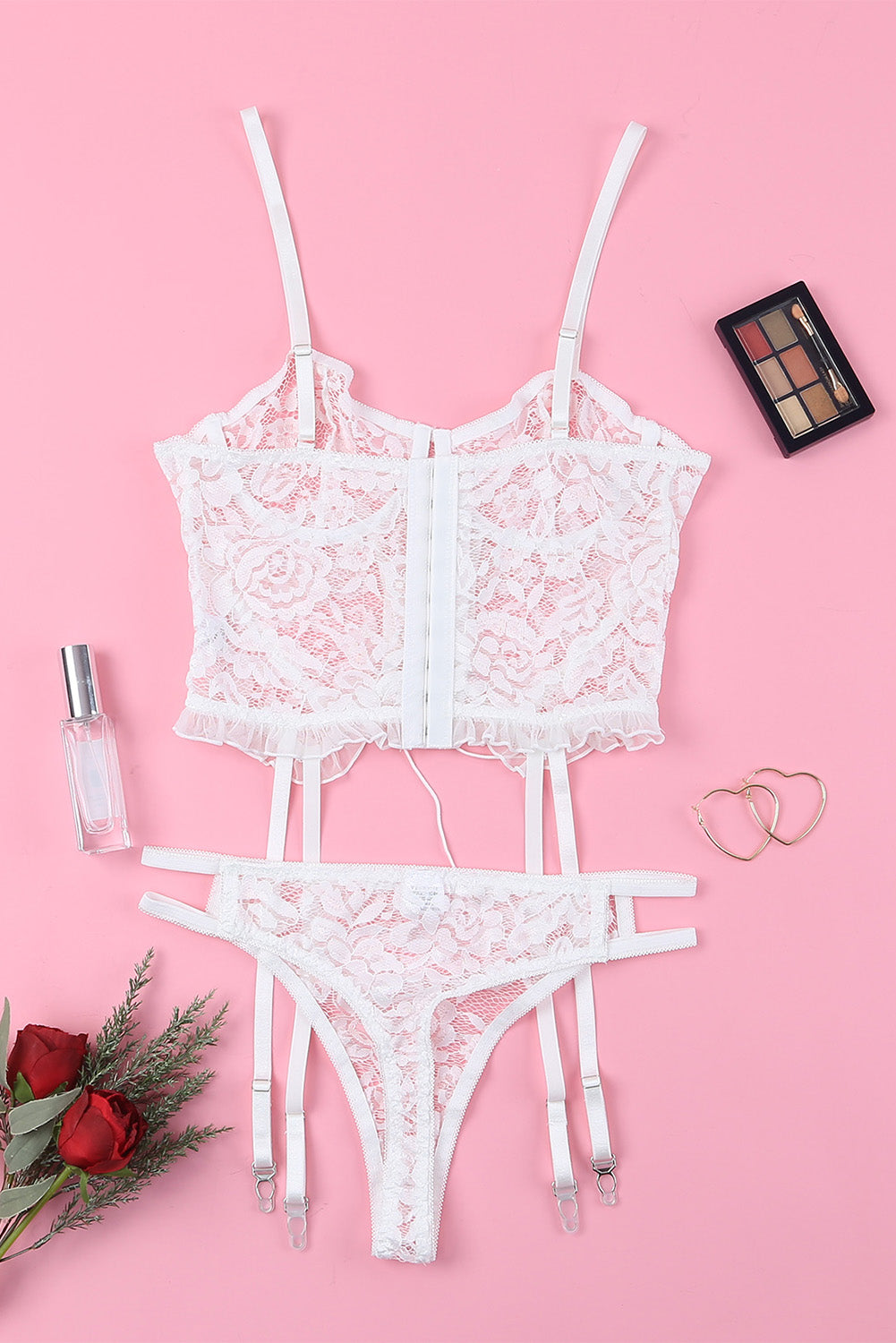 Lace-Up Frill Trim Lingerie Set Ins Street