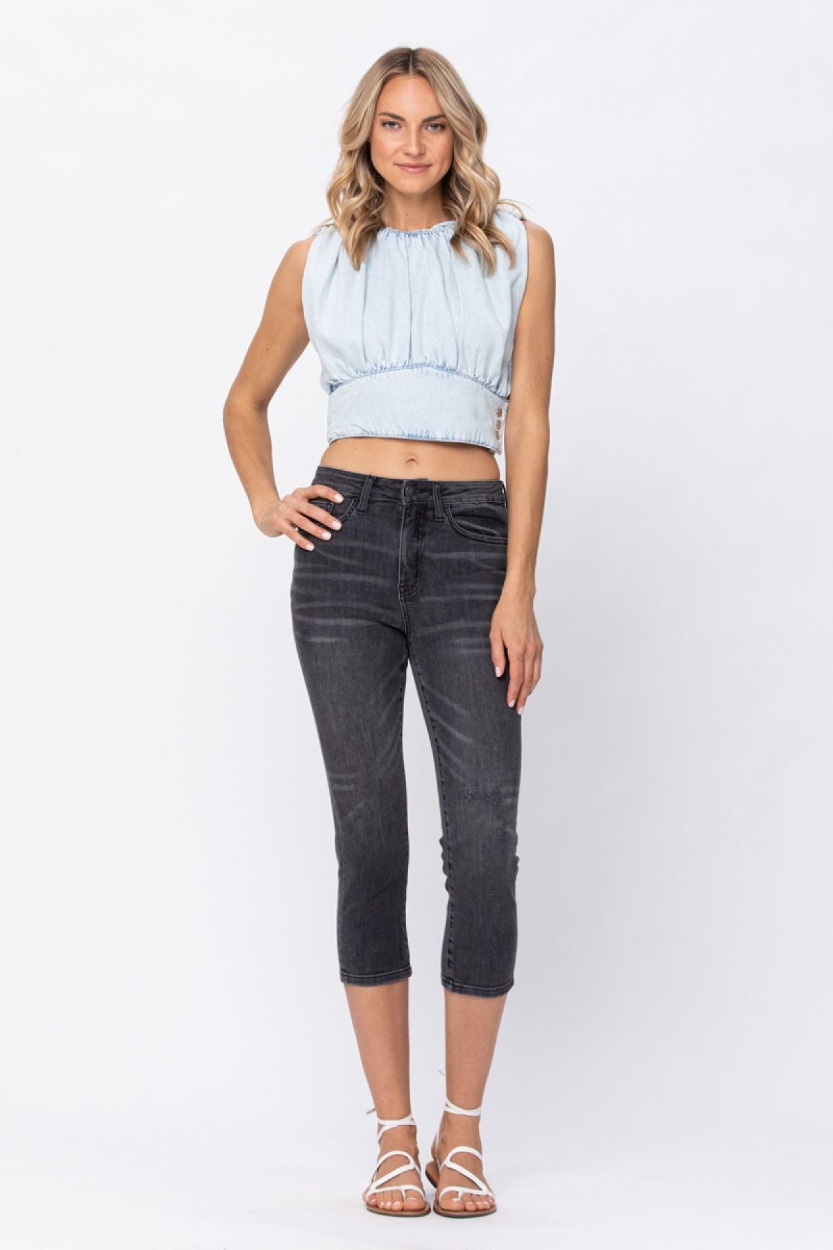 Mid-Rise Cuffed Skinny Capri Jeans Ins Street