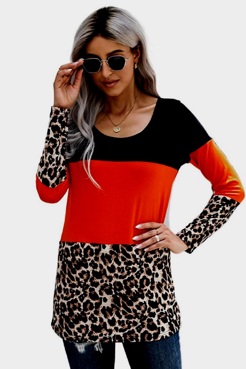 Lace Back Leopard Cut & Sew Tee Ins Street
