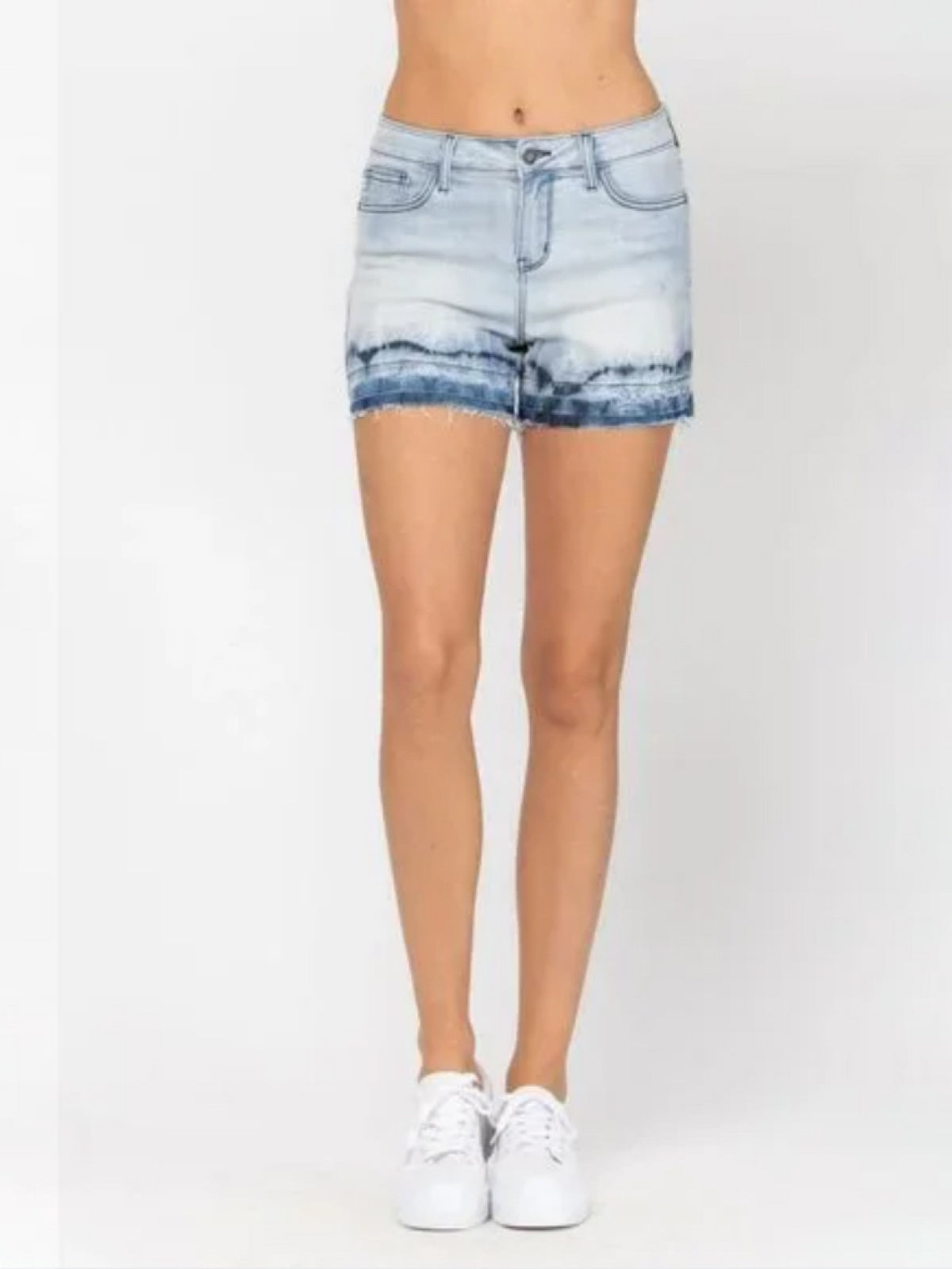 Ombre Tie Dye Release Hem Denim Shorts Ins Street