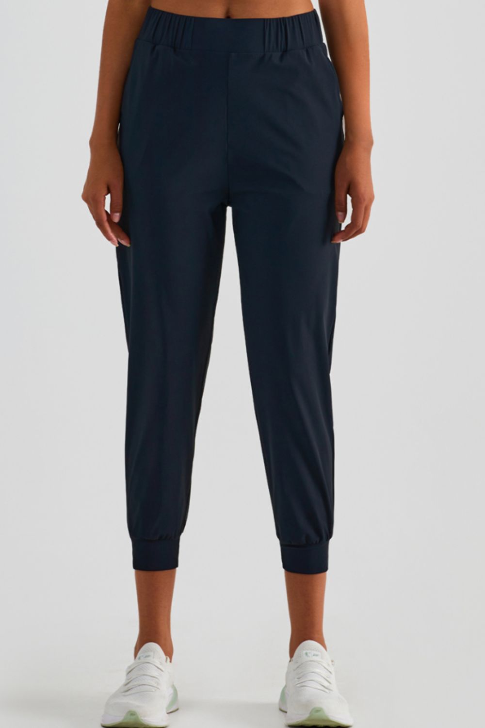 Elastic Waist Cropped Joggers with Side Pockets Ins Street