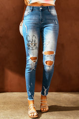 Easter Distressed Frayed Hem Jeans Ins Street