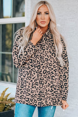 Leopard Drawstring Waist Jacket with Pockets Ins Street