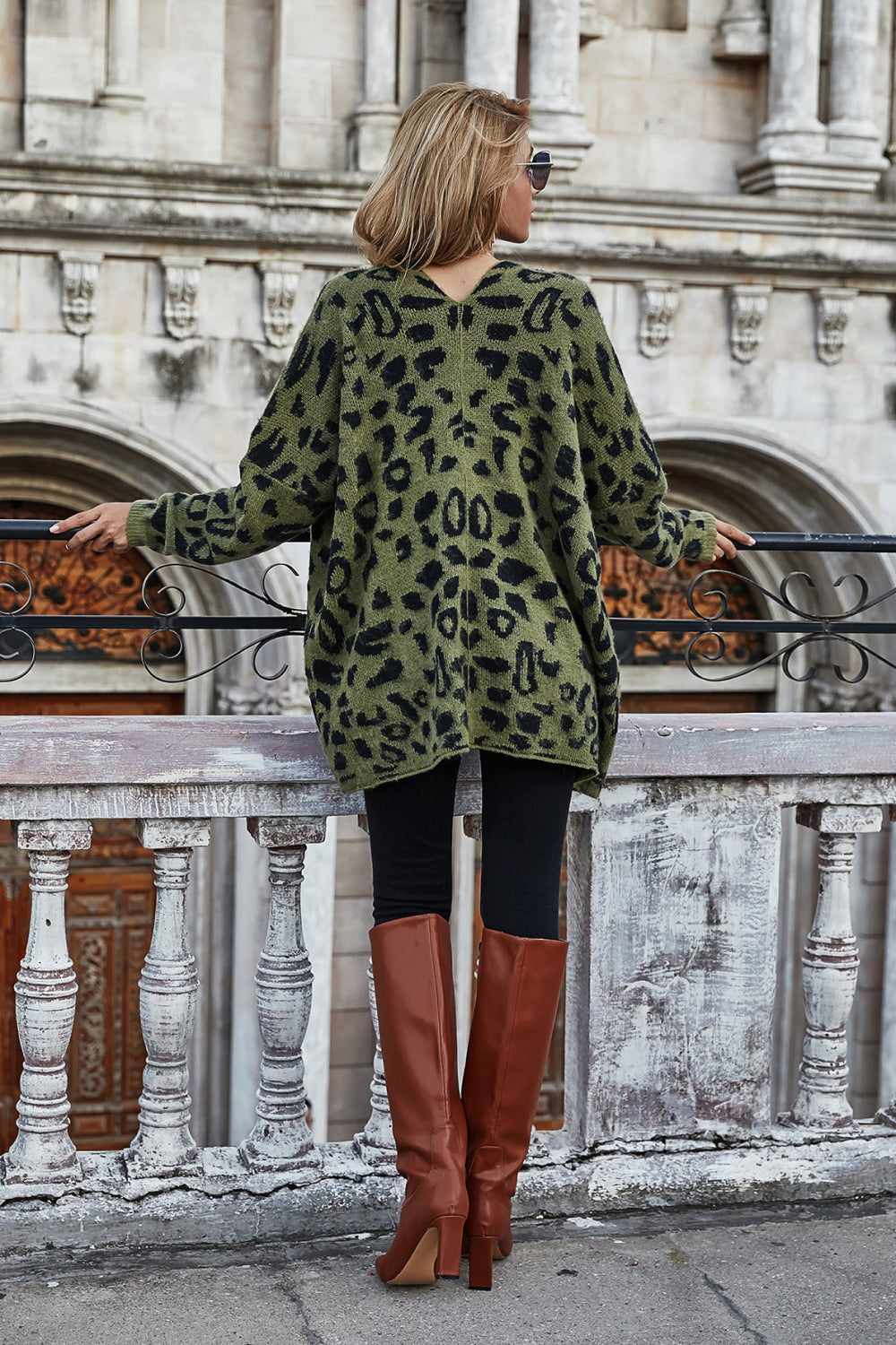 Leopard Longline Cardigan with Pockets Ins Street