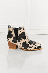 MMShoes Back At It Point Toe Bootie in Beige Cow Print Ins Street