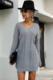 Mixed Knit V-Neck Mini Sweater Dress Ins Street