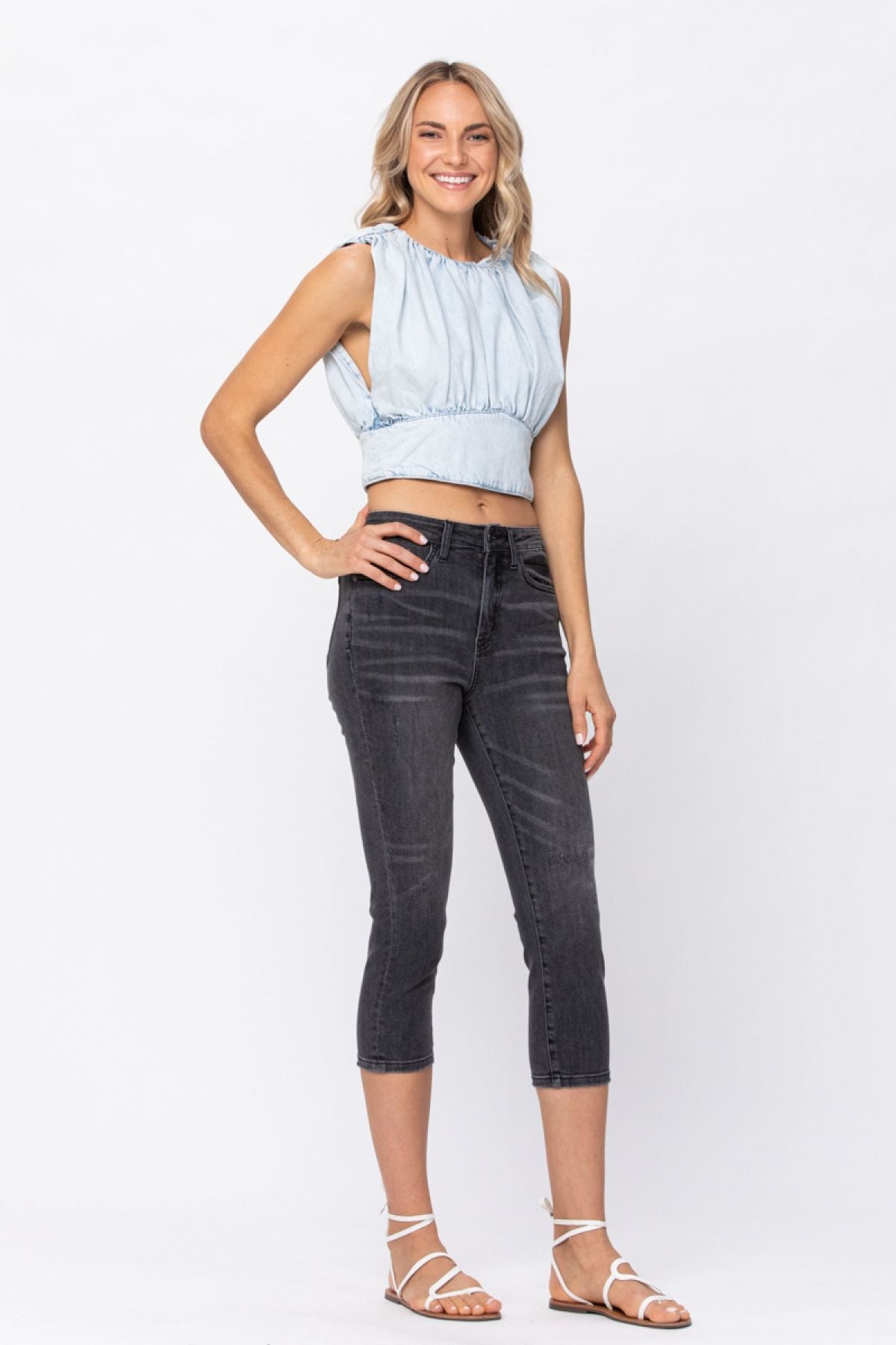 Mid-Rise Cuffed Skinny Capri Jeans Ins Street