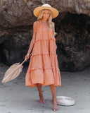 Ballard Cotton Blend Pocketed Tiered Midi Dress - Papaya InsStreet