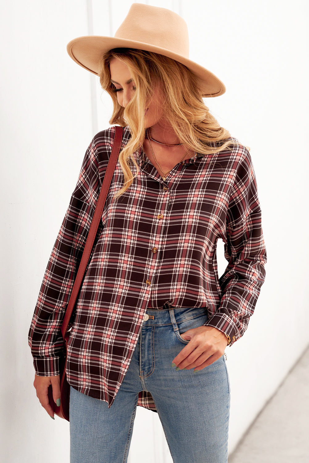 Plaid Button Relaxed Fit Shirt Ins Street