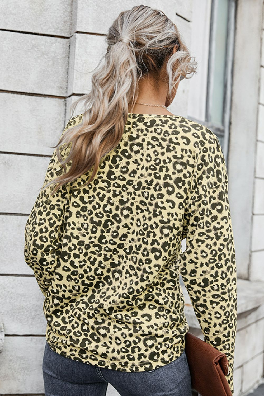 Leopard Buttoned Contrast Trim Top Ins Street