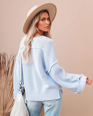 Beach Bound Cotton Henley Sweater - Baby Blue InsStreet