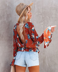 Be At Ease Printed Bell Sleeve Top - FINAL SALE InsStreet