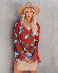 Be At Ease Printed Bell Sleeve Top - FINAL SALE InsStreet