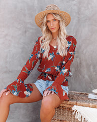 Be At Ease Printed Bell Sleeve Top - FINAL SALE InsStreet