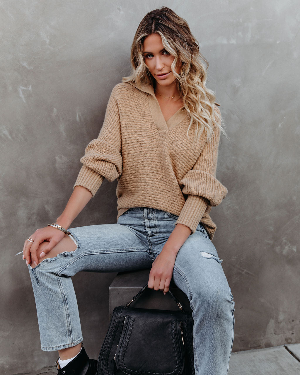 Beatrix-Collared-Knit-Sweater-Tan InsStreet