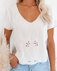 Beatrix Embroidered Mesh Eyelet Top InsStreet