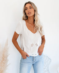 Beatrix Embroidered Mesh Eyelet Top InsStreet