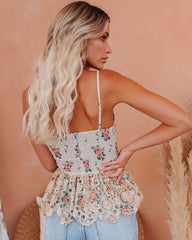 Beaufort Floral Eyelet Peplum Tank InsStreet