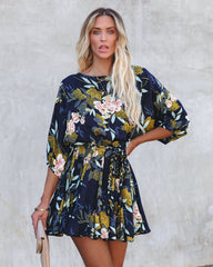 Beautiful Botanicals Rope Tie Ruffle Dress InsStreet