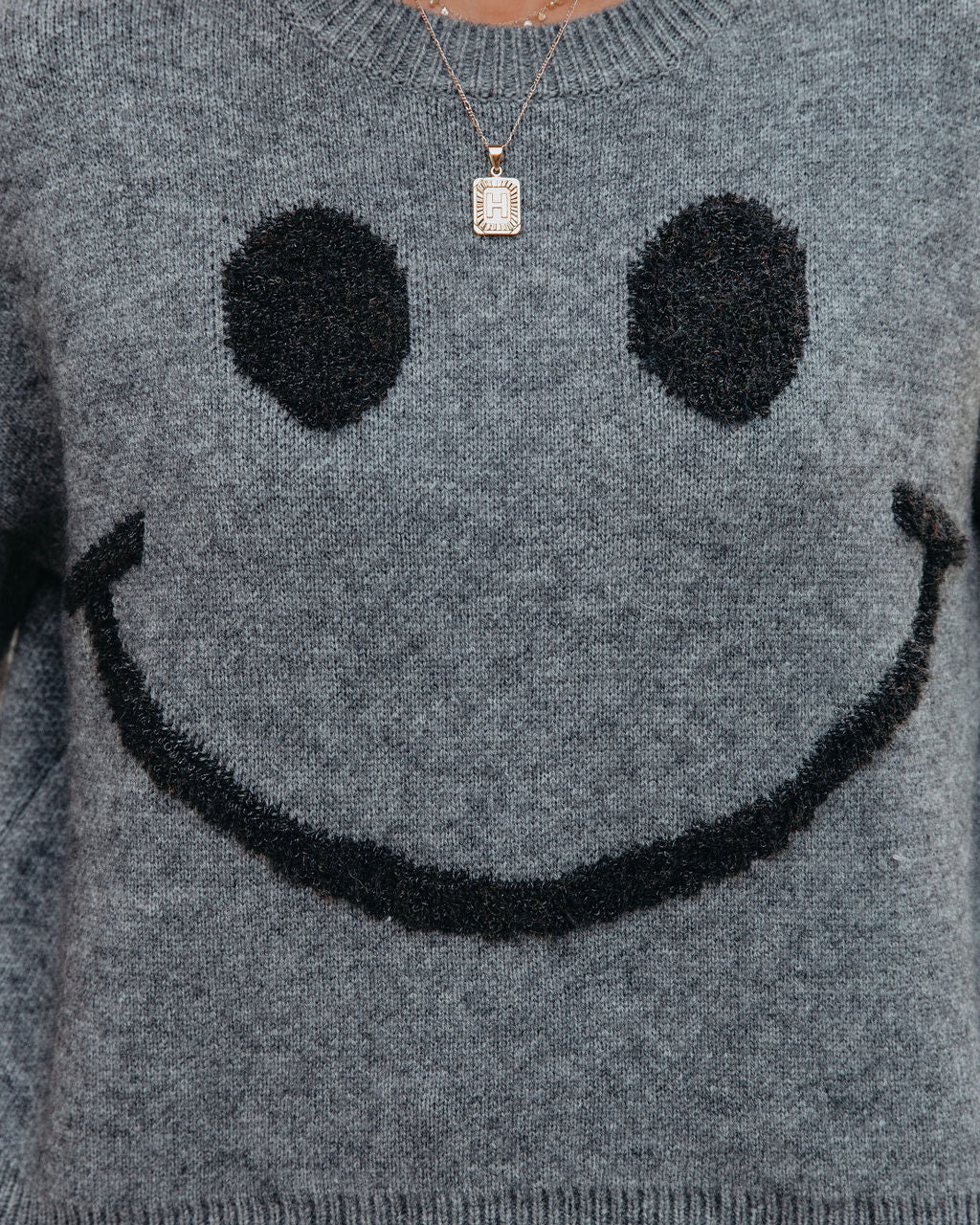 Beautiful Smile Knit Sweater - Grey InsStreet