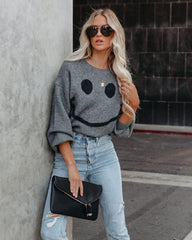 Beautiful Smile Knit Sweater - Grey InsStreet