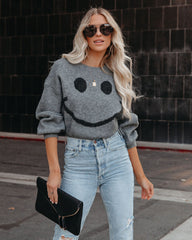 Beautiful Smile Knit Sweater - Grey InsStreet