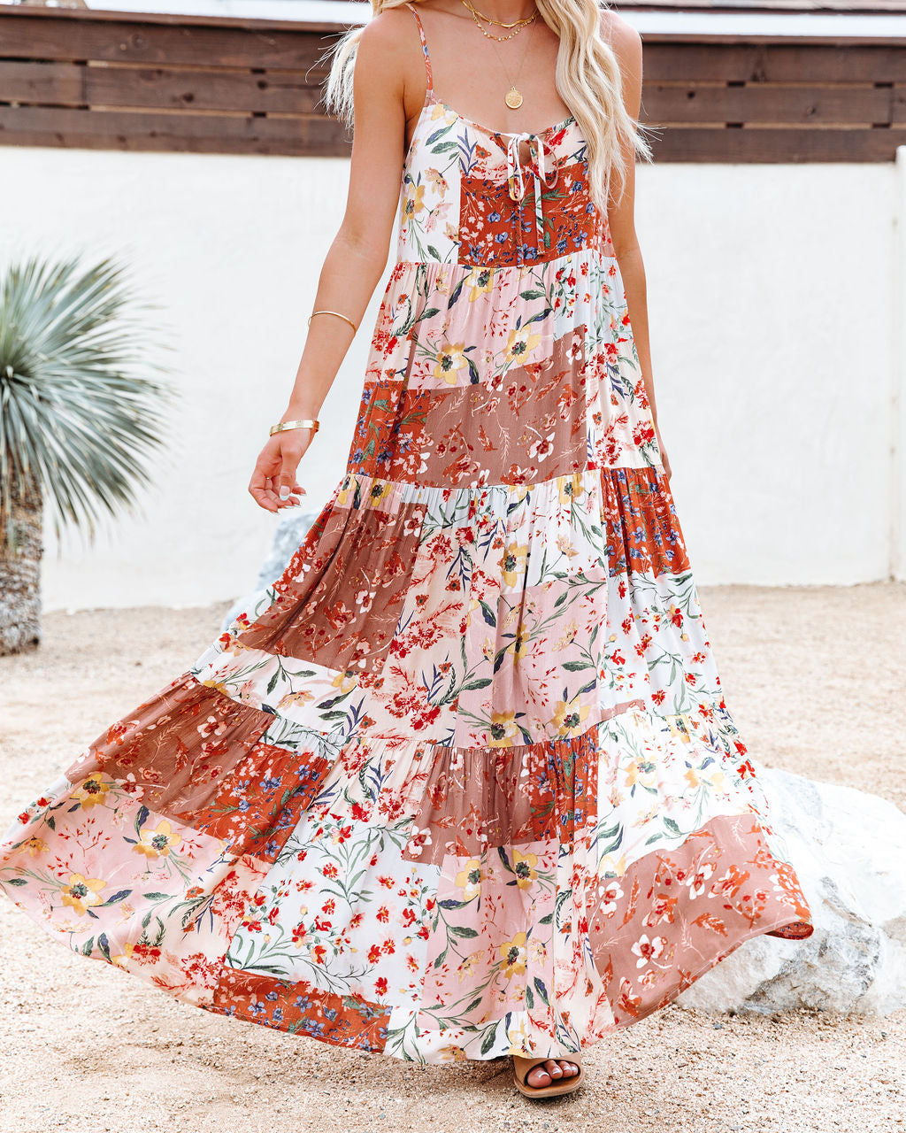 Beauty In Bloom Patchwork Boho Maxi Dress InsStreet