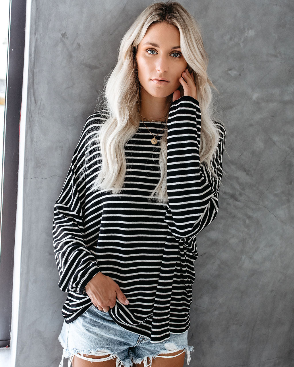 Be Back Never Striped Relaxed Knit Top - Black/White InsStreet