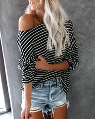 Be Back Never Striped Relaxed Knit Top - Black/White InsStreet