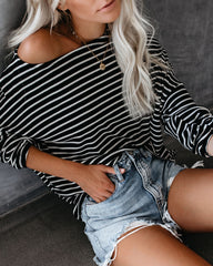 Be Back Never Striped Relaxed Knit Top - Black/White InsStreet