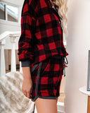 Bedtime Stories Buffalo Plaid Pocketed Knit Shorts - FINAL SALE InsStreet