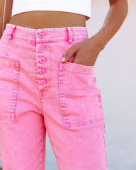 Bellamy High Rise Button Front Denim - Pink InsStreet