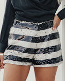 Benja High Rise Striped Sequin Shorts InsStreet